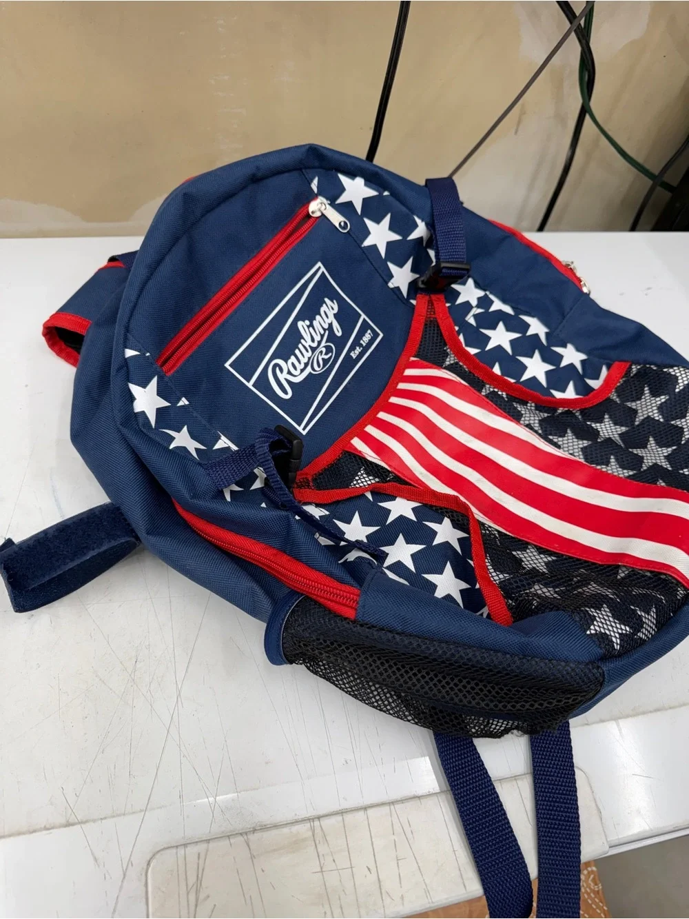 Rawlings Youth Navy & Red Stars Stripes Baseball Backpack